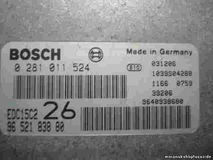 Motorsteuergerät Citroen C5 9652183880 EDC15C2 26 9640938680 BOSCH 0281011524