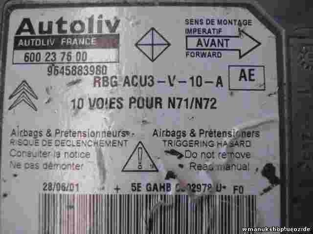 Airbagsensor Airbagsteuergerät Citroen Xsara (AE) 9645883980 600237600
