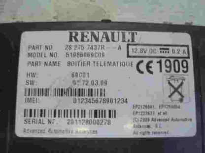 Navigationssystem Renault 282757437RA 282757437R 51986069C09 012345678901234