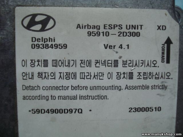 Airbagsensor Airbagsteuergerät Hyundai Elantra ESPS 09384959 959102D300 Ver 4.1