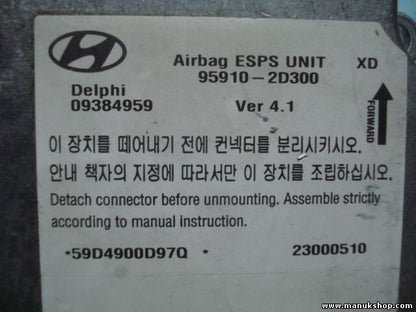 Airbagsensor Airbagsteuergerät Hyundai Elantra ESPS 09384959 959102D300 Ver 4.1