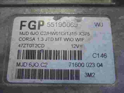 Motorsteuergerät Opel Corsa 1.3 FGP 55190069 WJ 55190069WJ 7160002304 MJD6JOC2