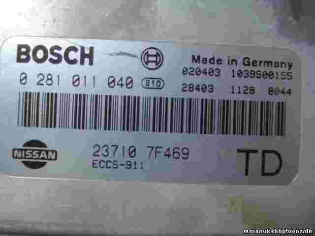 Motorsteuergerät Nissan Terrano 2.7D 23710 7F469 237107F469 BOSCH 0281011040