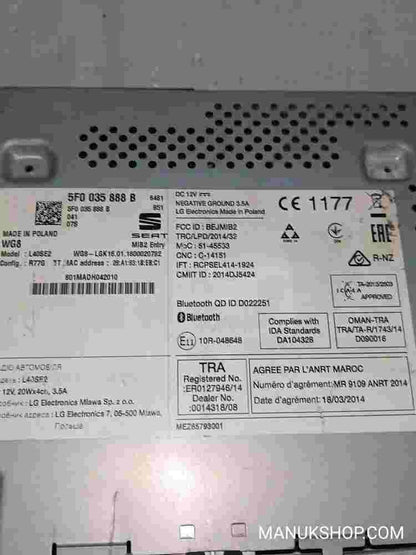 Multi-Info-Display Radio Seat Ibiza IV Toledo 5F0035888B BEJMIB2 RCPSEL4141924