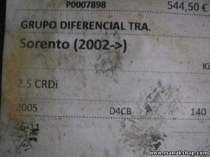 Differential hinten Hinterachsgetriebe Kia Sorento 2.5 piñón 46/11 531003E250