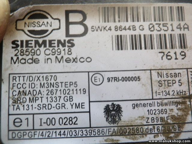 Schlüssel Lesespule Nissan Almera N16 28590 C9918 28590C9918 SIEMENS 5WK48644B