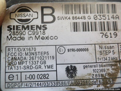 Schlüssel Lesespule Nissan Almera N16 28590 C9918 28590C9918 SIEMENS 5WK48644B