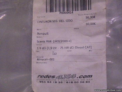 Sicherheitsgurt Gurt Renault Scenic 1.9 dCi 75kw Dci RX4 JA0 TRW1843594 432479