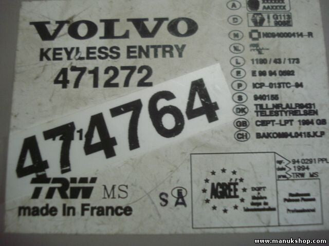 Steuergerät Zentralverriegelung Volvo 440 TRW 471272 474764 N094000414R
