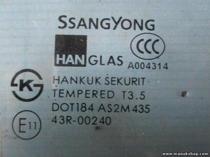 Türscheibe Seitenscheibe hinten links SsangYong Actyon 43R00240 DOT184AS2M435