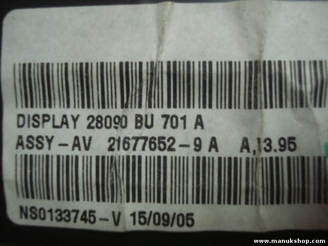 Bordcomputer Nissan Almera N16 28090 BU 701A 28090BU701A 21677652-9A NS0133745-V