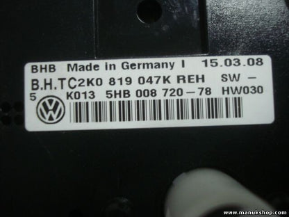 Heizungsbedienteil VW Caddy BHB B H T C 2K0819047K  2KO819047K  5HB00872078