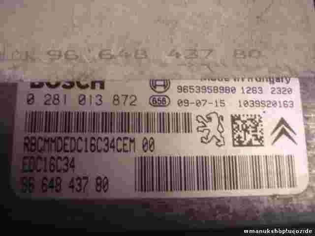 Motorsteuergerät Citroen C4 C5 9664843780 96 648 437 80 BOSCH 0281013872