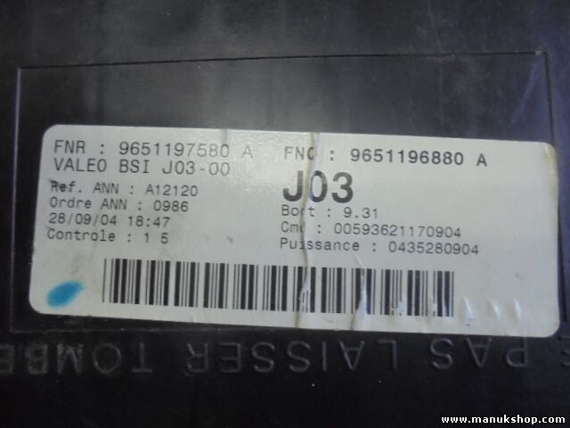 Sicherungskasten Peugeot 307 9651196880 9651196880A 9651197580 9651197580A VALEO