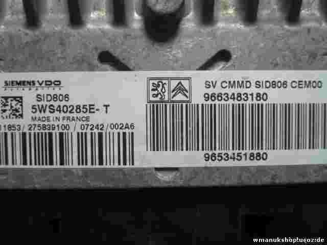 Motorsteuergerät Peugeot 207 Citroen C3 C2 9653483180 9663483180 5WS40285E-T