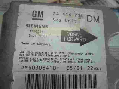 Airbagsensor Airbagsteuergerät Opel Zafira A 24416704 DM 24416704DM 5WK42978