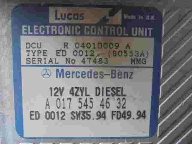Motorsteuergerät Mercedes C-CLASS W202 4ZYL DIESEL A0175454632 LUCAS R04010009A