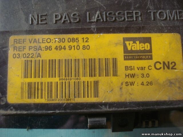 Sicherungskasten Citroën Xsara BSI CN2 HW 3.0 SW 4.26 9649491080 VALEO 73008512