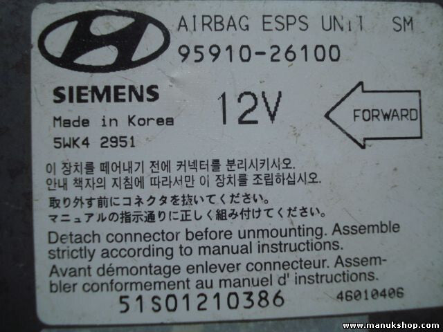 Airbagsensor Airbagsteuergerät Hyundai Santa Fe 9591026100 95910-26100 5WK42951