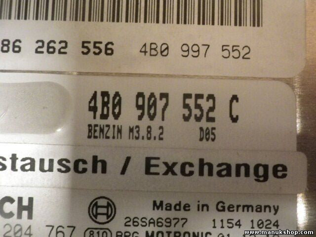 Motorsteuergerät Audi A4 8D 2,4 VW Volkswagen BOSCH 4B0907552C 4B0 907 552 C