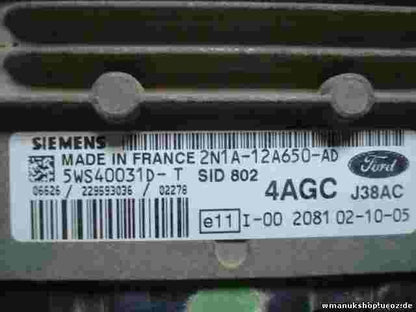 Motorsteuergerät Ford Focus SID 802 4AGC J38AC 2N1A12A650AD SIEMENS 5WS40031DT