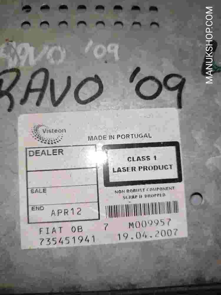 Multi-Info-Display Radio Fiat Bravo (198) Stilo Visteon 735451941 M009957 APR12
