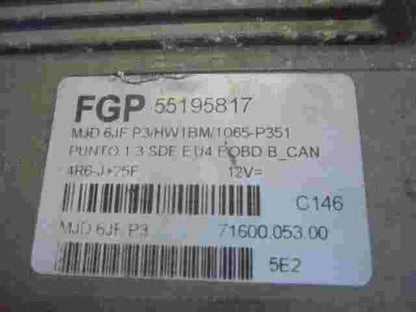 Motorsteuergerät Fiat Punto 1.3 55195817 55195817FGP 7160005300  MJD6JFP3