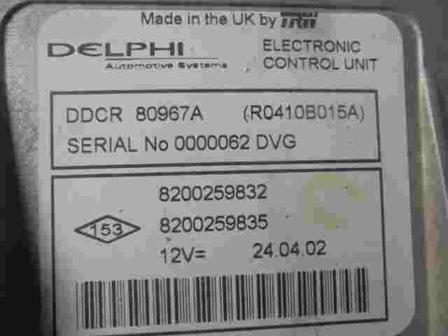 Motorsteuergerät Renault Megane 8200259832 DDCR80967A DELPHI TRW R0410B015A