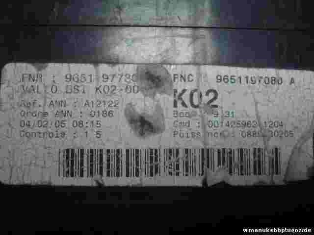 Sicherungskasten Peugeot 307 VALEO K02-00 FNR 9651197780A FNC 9651197780