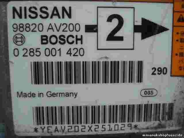 Airbagsensor Airbagsteuergerät Nissan Primera 98820AV200 98820 AV200 0285001420