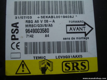 Airbagsensor Airbagsteuergerät Citroen C2 C3 9649003580 PSA TEMIC LCV3G31AAX5
