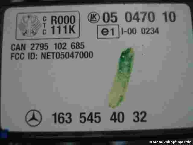 Schlüssel Lesespule Mercedes  W163 ML 1635454032 CAN 2795 102 685 LK 05047010