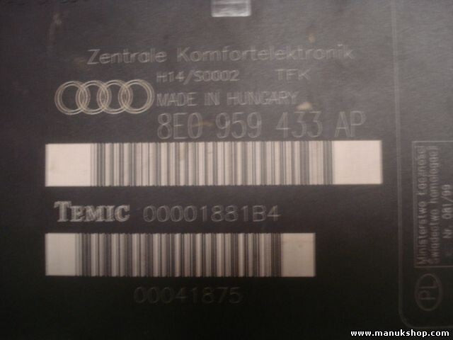 Komfortsteuergerät KSG Audi A4 B6 TEMIC 00001881B4 8E0959433AP 8EO959433AP