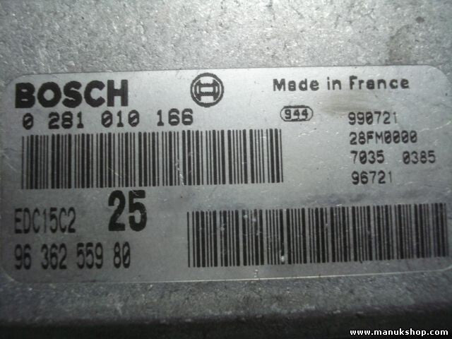 Motorsteuergerät  Peugeot 406  9636255980 EDC15C225 BOSCH 0281010166