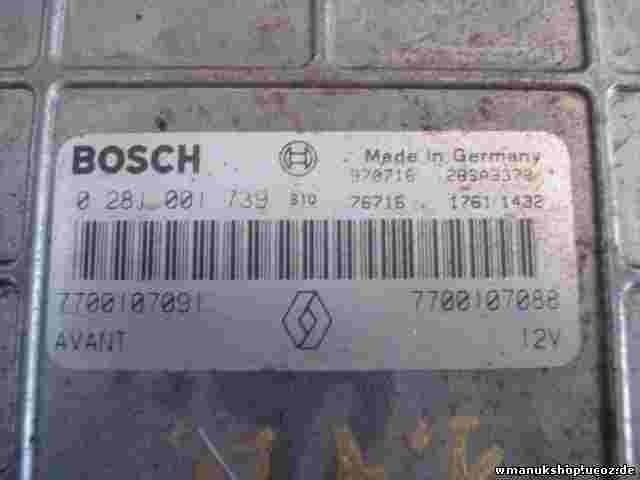 Motorsteuergerät Renault 7700107088 7700107091 BOSCH 0 281 001 739 0281001739