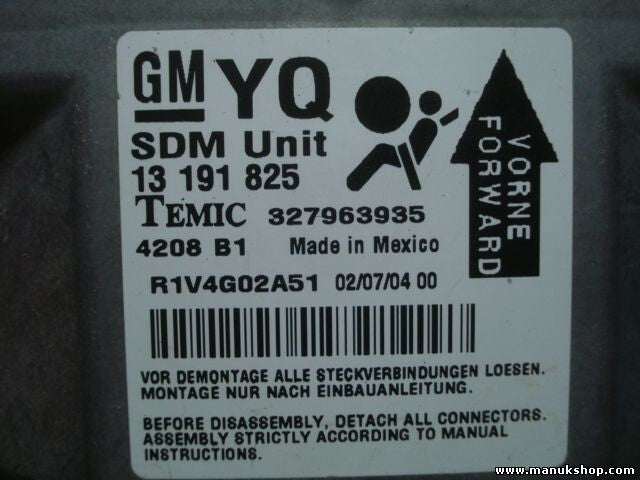 Airbagsensor Airbagsteuergerät Opel Astra H GM YQ 13191825 327963935 4208