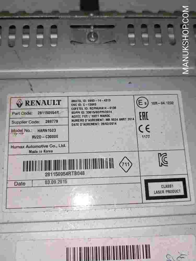 Radio CD Renault Duster Logan Kaptur Dacia Dokker Lodgy 281150954R HARN1003 RV2D
