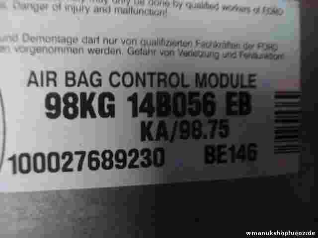 Airbagsensor Airbagsteuergerät  Ford 98KG14B056EB  KA/98.75 100111899231 BE146