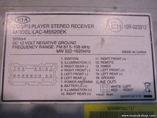 Radio CD Kia Sorento (JC) 2007-2013 961001G672PH LACM5531EK LAC-M5531EK