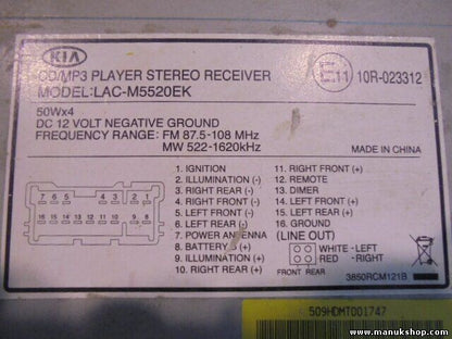 Radio CD Kia Sorento (JC) 2007-2013 961001G672PH LACM5531EK LAC-M5531EK