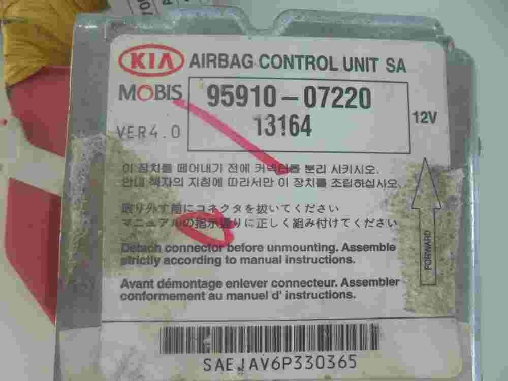 Airbagsensor Airbagsteuergerät Kia Picanto 9591007220 95910-07220 VER 4.0 12V
