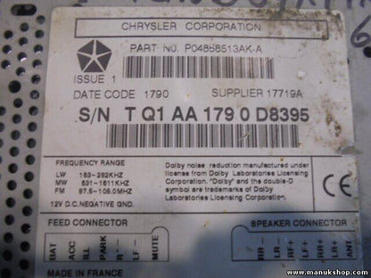 Radio CD WMA MP3  Jeep Grand Cherokee Chrysler 300M P04858513AKA P04858513AK A