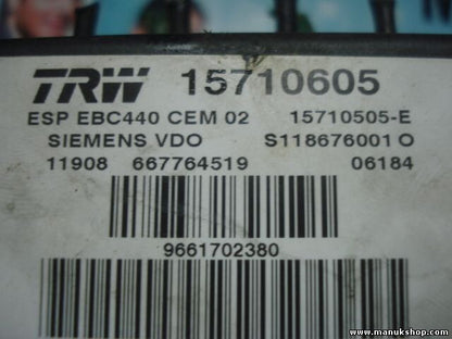 ABS Hydraulikblock Peugeot 407 15710605 EBC440 CEM 02 15710505E S118676001O