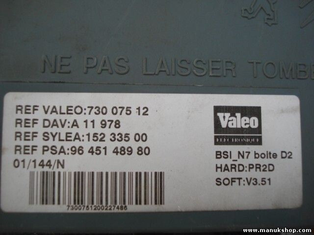 Sicherungskasten Citroen BSI N7 9645148980 73007512 A11978 15233500 soft.V3.51