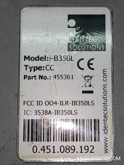 Identec Solutions B350L 3538AIB350LS 3538A-IB350LS FCC ID 004-ILR-IB350LS