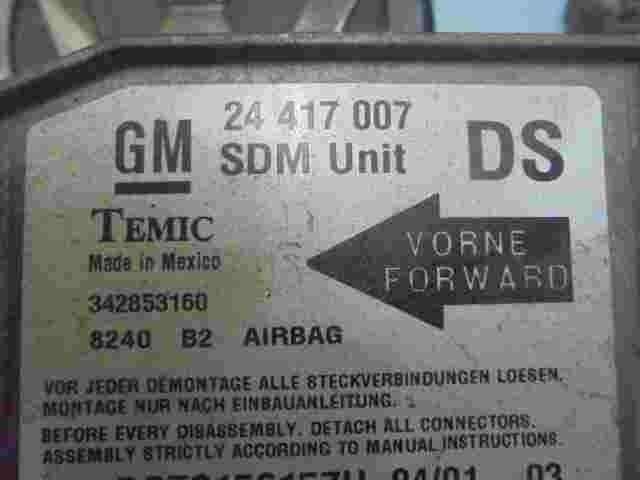 Airbagsensor Airbagsteuergerät Opel Corsa 24417007 DS TEMIC 342853160 8240 B2