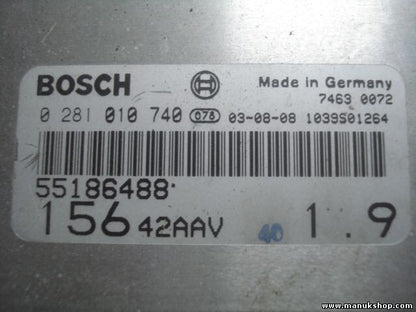 Motorsteuergerät Alfa Romeo 156 1.9 1997-2005 BOSCH 55186488 0281010740 15642AAV