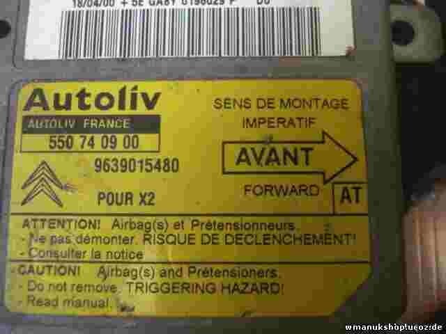 Airbagsensor Airbagsteuergerät Citroën Xantia X2 9639015480 (AT) 550740900