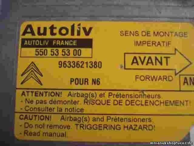 Airbagsensor Airbagsteuergerät  Citroen Xsara N6 (AN) 9633621380 550535300