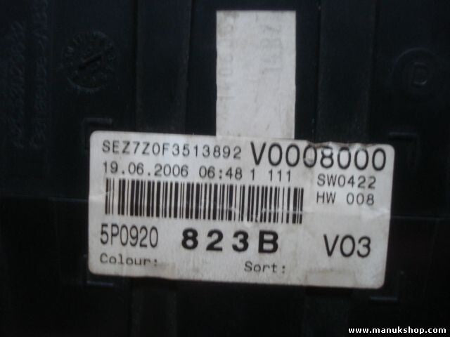 Kombiinstrument Tacho Seat Altea XL 5P5 1.9 TDI V0008000 5P0920823B 5P0920 823B